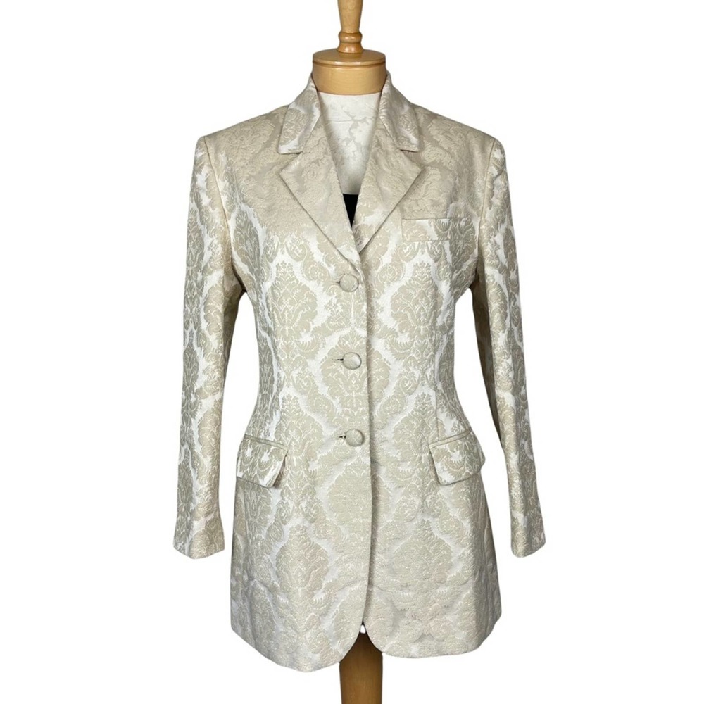 The Limited Notch Collar Jacquard Long Coat Soft Gold Size Medium